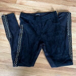 AS by DF black velvet suede side zip leggings